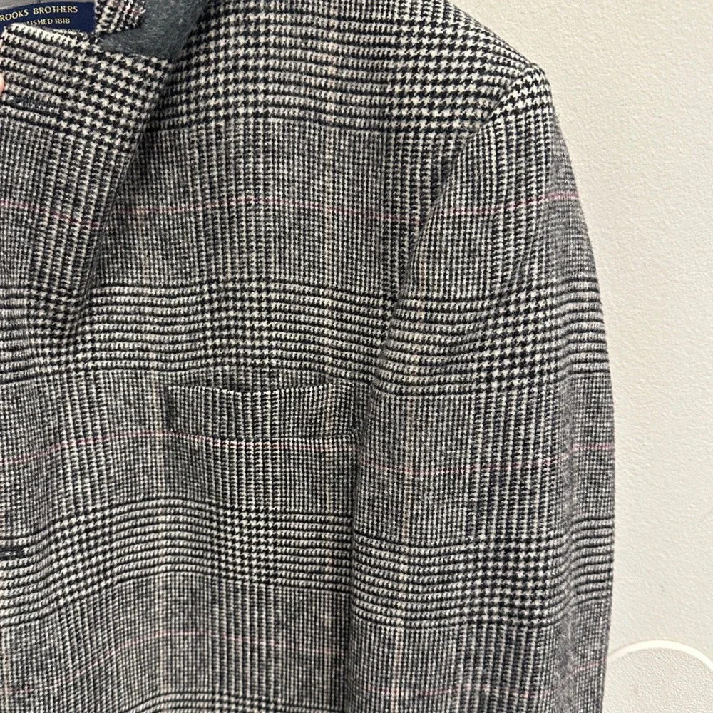 Brooks Brothers Camel Hair Blazer Mens 43L Glen Plaid Sport Coat Vintage Preppy